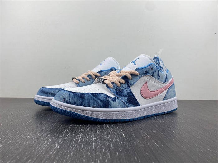 Air Jordan 1 Low Washed Denim/White-Pink