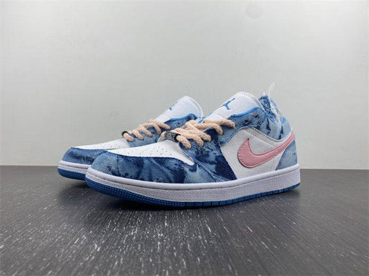 Air Jordan 1 Low Washed Denim/White-Pink
